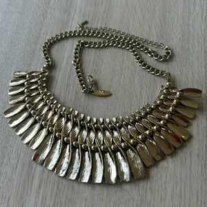 Egyptian revival chunky gold toned necklace